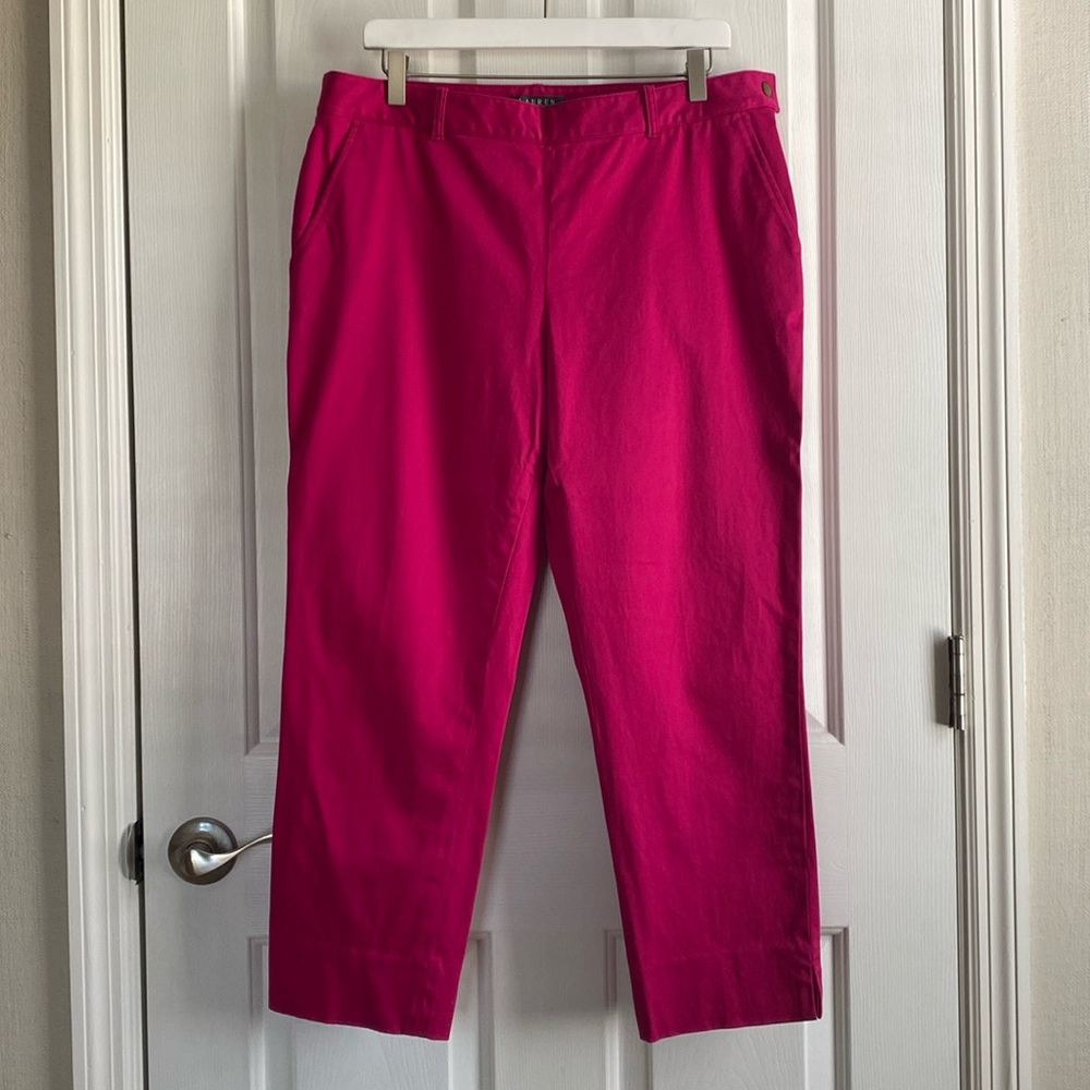 Lauren Ralph Lauren Womens Fuchsia Pink Straight Leg Pants Size 14P